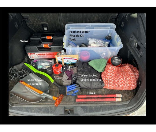 Travelers should keep supplies in their vehicle in case of an emergency. Photo courtesy of ODOT