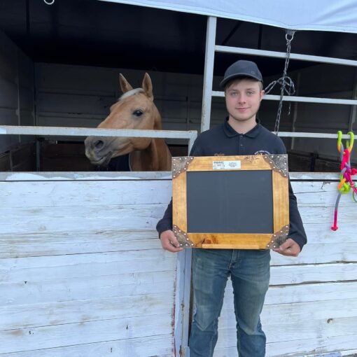 Dylan Cate with his horse, Lily, placed third in Indivdual Flags with a time of 8.741.