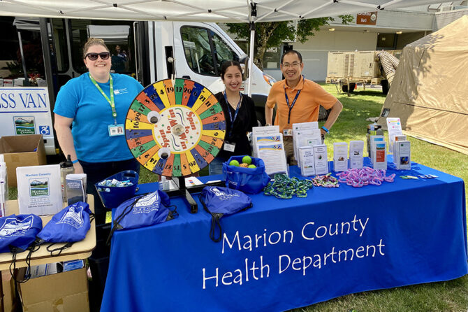 Employees with Marion County Health and Human Services display the Wellness Van at the Marion County Fair. The van is scheduled to appear Wednesdays at Santiam Medical Clinic to offer free mental health services.