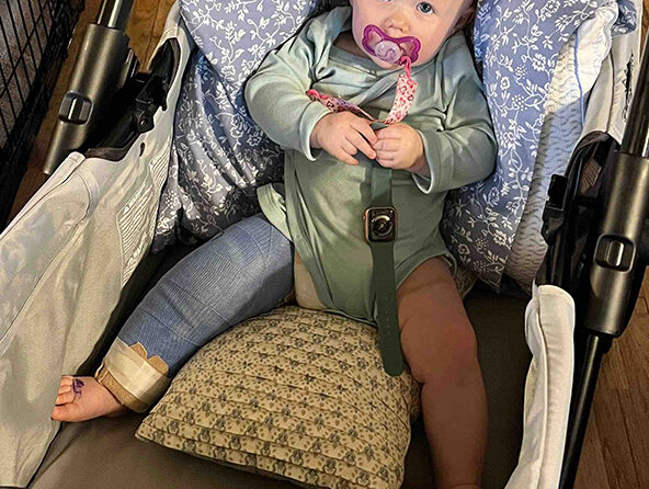 According to Madi’s great-grandmother Cathy Phelps, she continues to improve daily and no longer seems bothered by her cast. She is sleeping better and enjoying strolls around the house in her new wagon. submitted photo