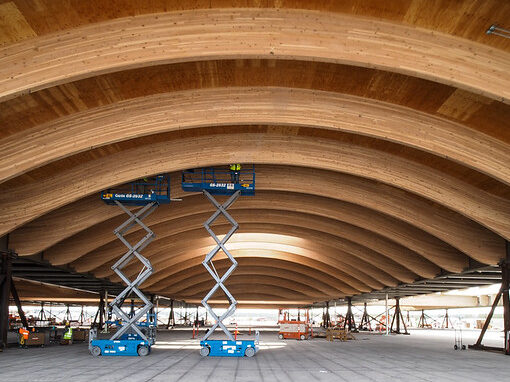 Here are the mass plywood panels Freres Engineered Wood of Lyons is using on the Portland International Airport project. Opening of the project is tentatively set for summer 2024. Mike Brewington