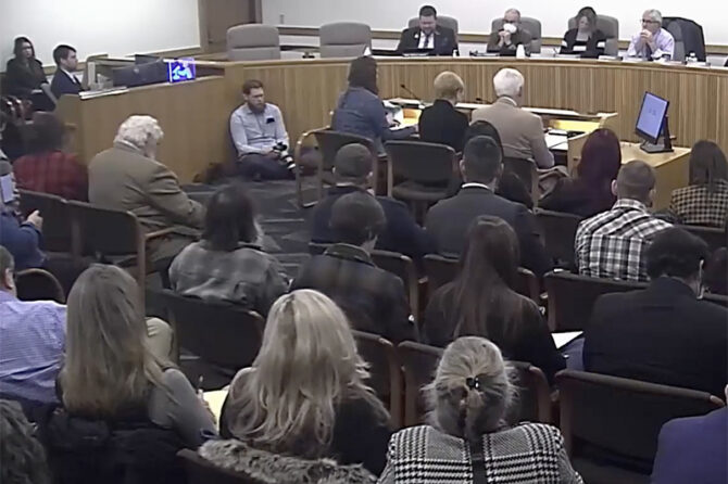 Residents, above, pack a hearing room March 6 as the Senate Committee On Natural Resources takes testimony on Senate Bill 85, which would limit industrial-scale farming. Zoom image