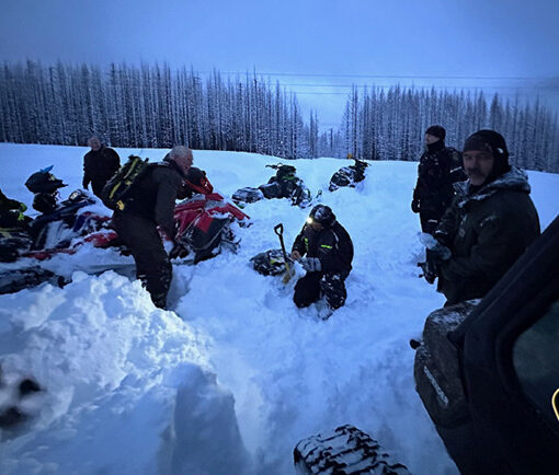 Here is a look at the scene where two snowmobilers were rescued Sunday amid heavy snow in the Breitenbush area. Marion County Sheriff’s Office