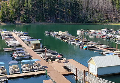 The Detroit Lake Marina, above, is one of two sites Marion County officials are developing a plan for to dredge marina areas to reduce the number of days in which the boat docks cannot operate because of low water. James Day