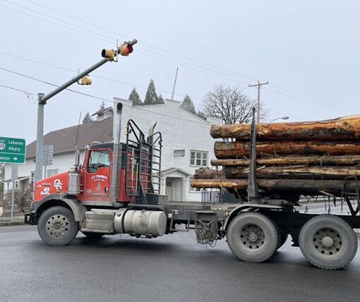 A logging truck makes a turn onto Highway 226 in Scio. ODOT is hosting two open houses on possible safety improvements in Scio, Lyons and Mill City.  OREGON DEPARTMENT OF TRANSPORTATION