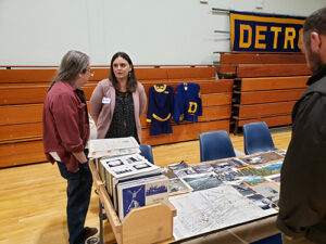 Melinda Hills, Detroit historian extraordinaire, chats with a participant at the Old Detroit History Jamboree on Saturday, Oct. 21, at the Detroit Community Center. James Day
