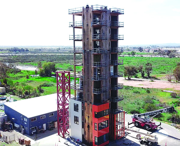 A 10-story building constructed by NHERI Tall Wood Project to test the seismic strength of rocker walls constructed using mass timber products, including those produced by Freres Timber, Inc. Around 150 full-scale seismic tests were conducted without any damage or deterioration. SUBMITTD BY mines.edu
