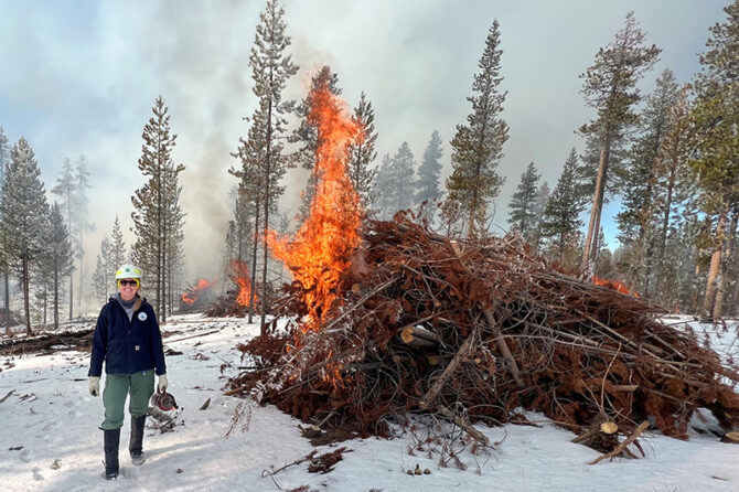 Michelle King works on a prescribed burn during her days with the Bend-Fort Rock Ranger District on the Deschutes National Forest. Submitted