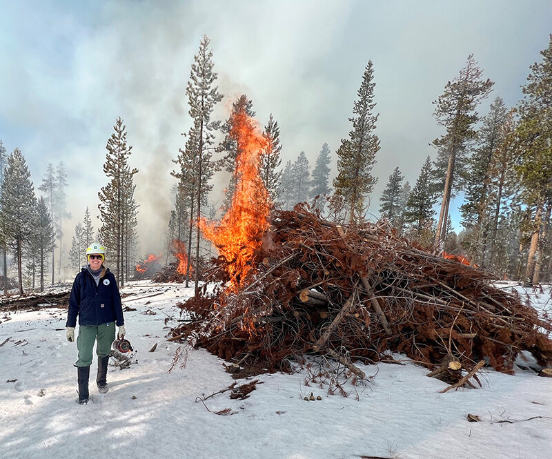 Michelle King works on a prescribed burn during her days with the Bend-Fort Rock Ranger District on the Deschutes National Forest. Submitted