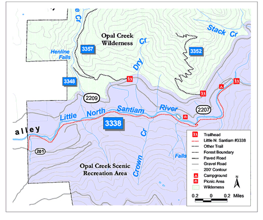 Here is a U.S. Forest Service map that shows the Little North Santiam trail system. The trail has been closed since the 2020 Labor Day wildfires. The National Forests Foundation has applied for a grant that will aid in the effort to reopen the trail. U.S. FOREST SERVICE