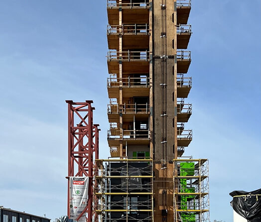 Here is a look at the tall wood tower used for seismic testing on all-wood structures at the National Hazards Engineering Research Infrastructure complex. NHERI TallWood Project